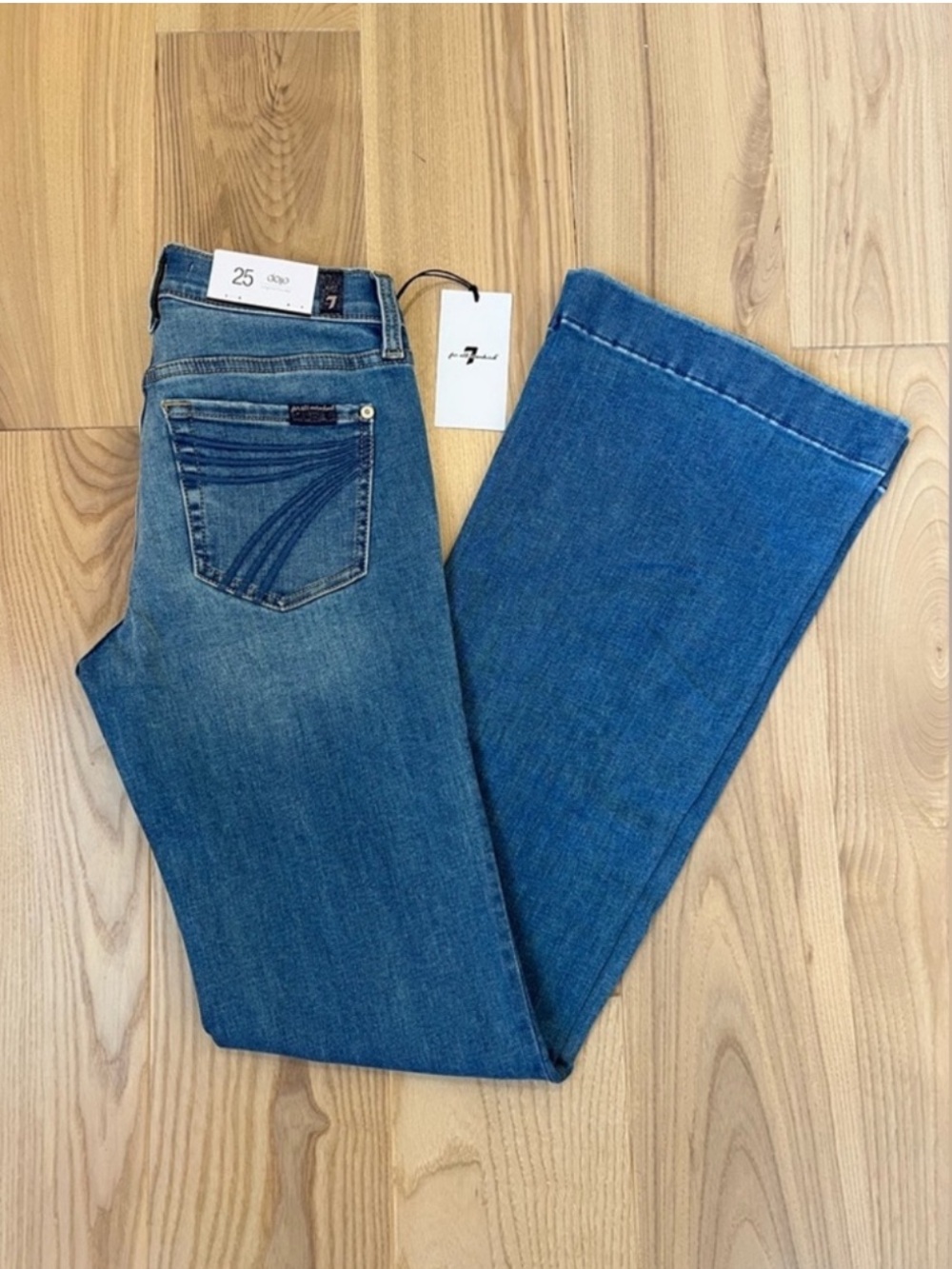7 For All Mankind Dojo Original Jeans Women's Flare Leg Trousers NWT Size 25